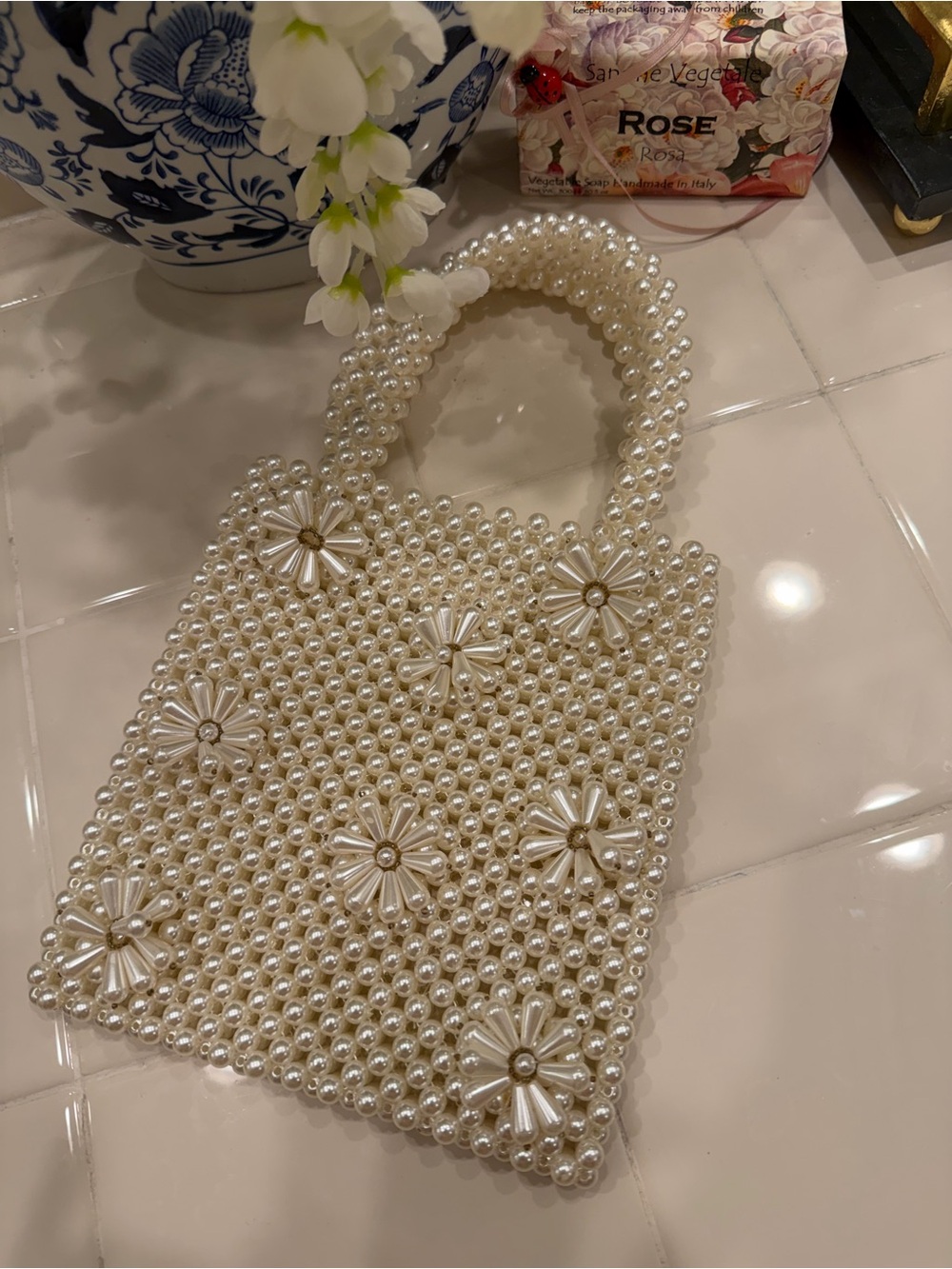 Zara Pearl Beaded Mini Tote Bag